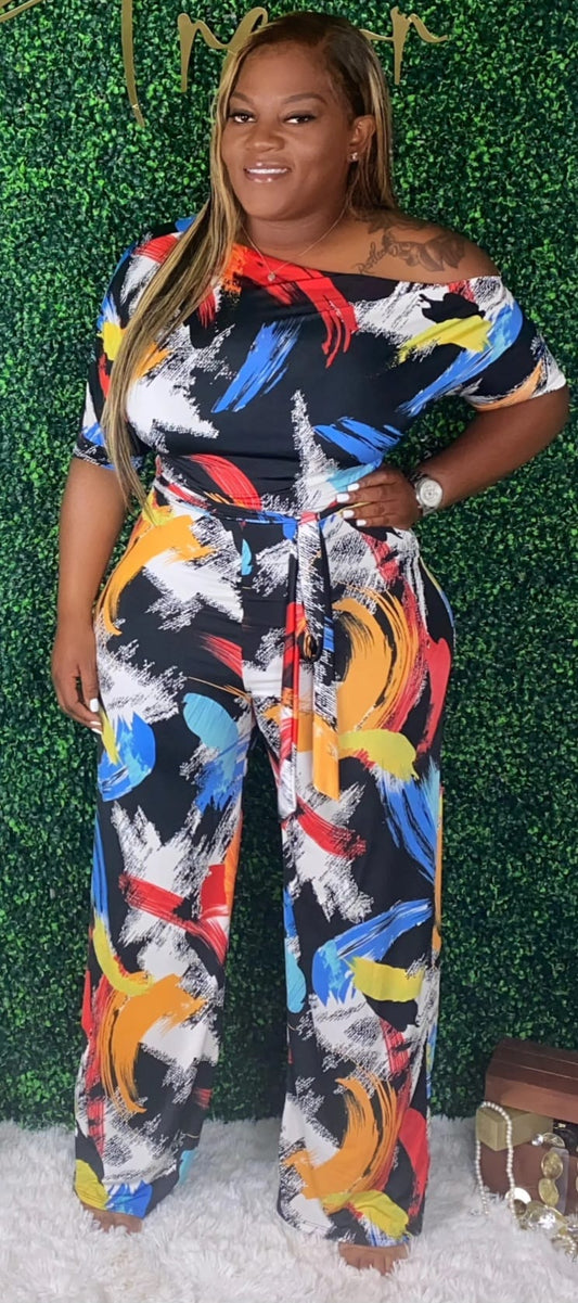 Abstract Off Shoulder One Piece