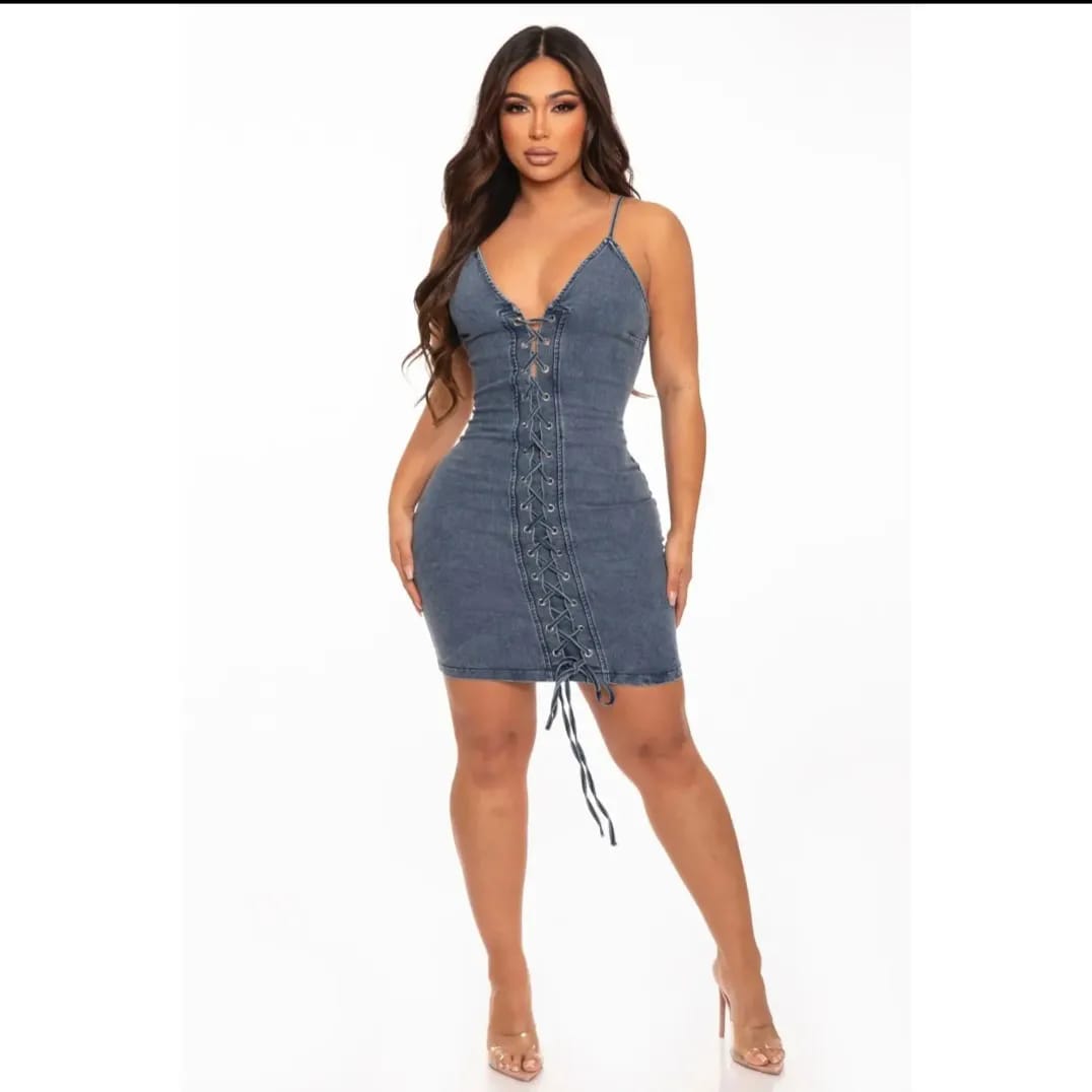 Denim Adjustable Spaghetti Strap Dress