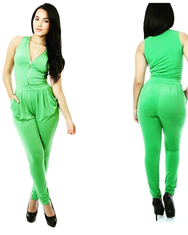 Zip up jumpsuit with pockets